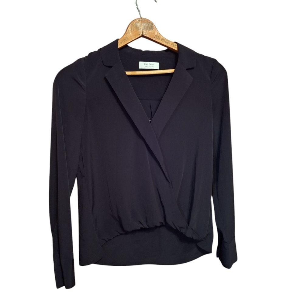 Bailey 44 Sloane Faux Wrap Gathered Long Sleeved Pullover Blouse XS Capsule